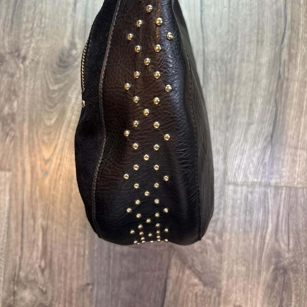I-N-C Black Suede and Leather Studded Hobo Bag - Picture 4 of 7
